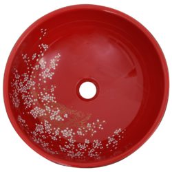 vidaXL Benkeservant svart og rød rund Φ41×14 cm keramikk