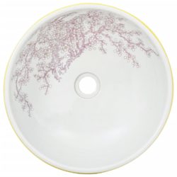 vidaXL Benkeservant hvit og gul rund Φ41×14 cm keramikk