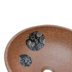 Benkeservant brun og blå rund Φ41×14 cm keramikk