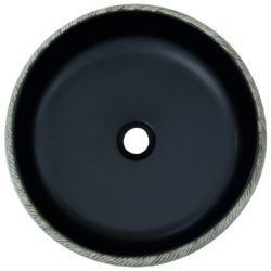 vidaXL Benkeservant svart og grå rund Φ41×14 cm keramikk