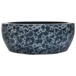 vidaXL Benkeservant svart og blå rund Φ41×14 cm keramikk