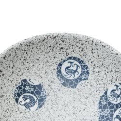 Benkeservant grå og blå oval 47x33x13 cm keramikk
