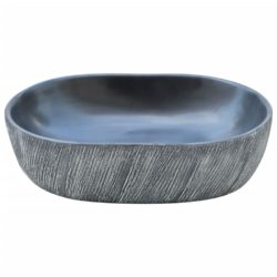 vidaXL Benkeservant svart og grå oval 47x33x13 cm keramikk