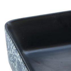 Benkeservant svart og blå rektangulær 46×35,5×13 cm keramikk