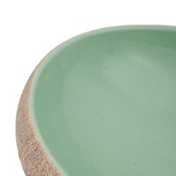 vidaXL Benkeservant grønn og brun oval 59x40x15 cm keramikk