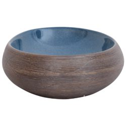 Benkeservant brun og blå oval 59x40x15 cm keramikk