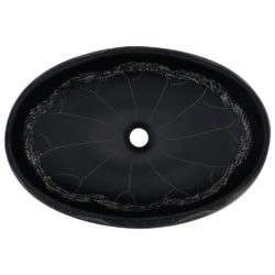 Benkeservant svart oval 59x40x15 cm keramikk