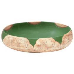 Benkeservant grønn og brun oval 59x40x15 cm keramikk