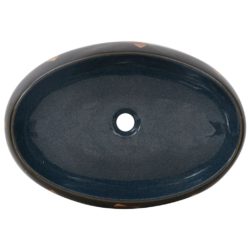 vidaXL Benkeservant svart og blå oval 59x40x15 cm keramikk