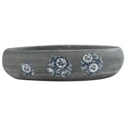 Benkeservant grå oval 59x40x15 cm keramikk