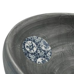 Benkeservant grå oval 59x40x15 cm keramikk