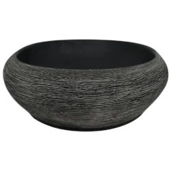 vidaXL Benkeservant grå og svart oval 59x40x14 cm keramikk