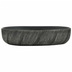 vidaXL Benkeservant svart oval 59x40x14 cm keramikk