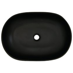 vidaXL Benkeservant svart oval 59x40x14 cm keramikk