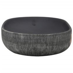 vidaXL Benkeservant grå og svart oval 59x40x14 cm keramikk