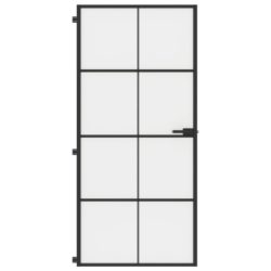 Innerdør slank svart 93×201,5 cm herdet glass og aluminium