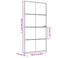 vidaXL Innerdør slank svart 102,5×201,5 cm herdet glass og aluminium