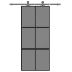 vidaXL Skyvedør svart 90×205 cm herdet glass og aluminium