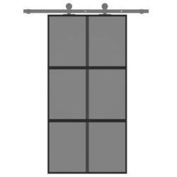vidaXL Skyvedør svart 102,5×205 cm herdet glass og aluminium