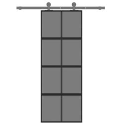 vidaXL Skyvedør svart 76×205 cm herdet glass og aluminium