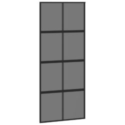 Skyvedør svart 90×205 cm herdet glass og aluminium
