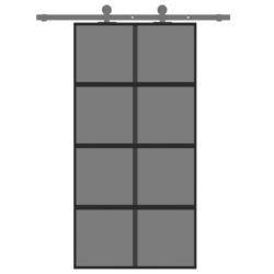 Skyvedør svart 102,5×205 cm herdet glass og aluminium