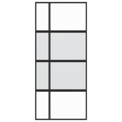 Skyvedør svart 90×205 cm herdet glass og aluminium