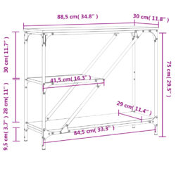Konsollbord grå sonoma 88,5x30x75 cm konstruert tre