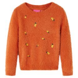 Barnegenser strikket brent oransje 128