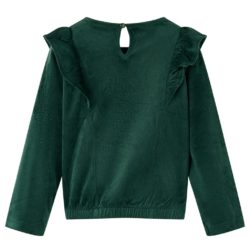 Bluse for barn med volanger mørkegrønn 116