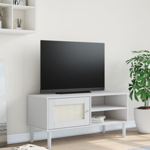 vidaXL TV-benk SENJA rotting-utseende hvit 106x40x49cm cm heltre furu