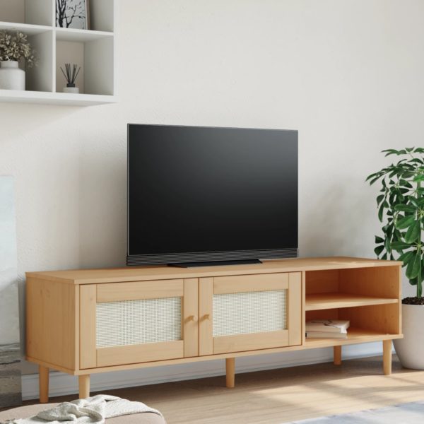 vidaXL TV-benk SENJA rotting-utseende brun 158x40x49 cm heltre furu