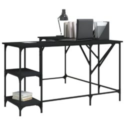 Skrivebord svart 139x139x75 cm konstruert tre