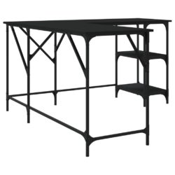Skrivebord svart 139x139x75 cm konstruert tre