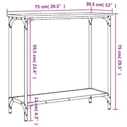 Konsollbord grå sonoma 75×30,5×75 cm konstruert tre