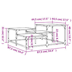 Salongbord sonoma eik 87,5×87,5×40 cm konstruert tre