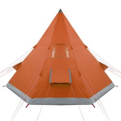 Campingtelt 4 personer grå og oransje 367x367x259 cm 185T taft