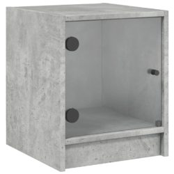 Nattbord med glassdører 2 stk betonggrå 35x37x42 cm