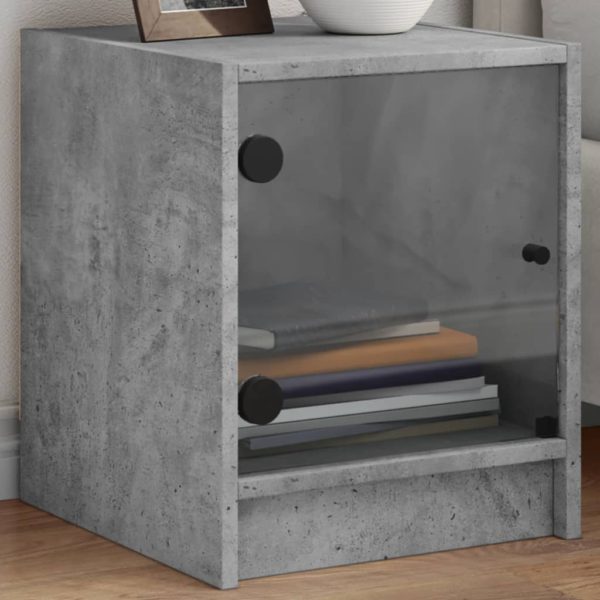vidaXL Nattbord med glassdører 2 stk betonggrå 35x37x42 cm