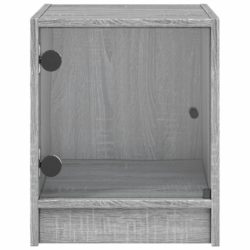 Nattbord med glassdører 2 stk grå sonoma 35x37x42 cm