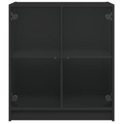 Sideskap med glassdører svart 68x37x75,5 cm
