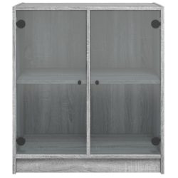Veggskap med glassdører grå sonoma 68x37x75,5 cm