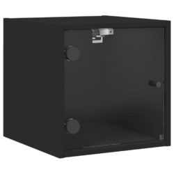 Nattbord med glassdører 2 stk svart 35x37x35 cm