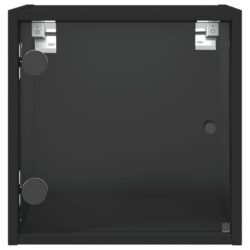 Nattbord med glassdører 2 stk svart 35x37x35 cm