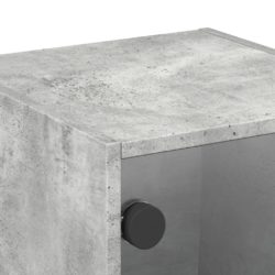 Nattbord med glassdører betonggrå 35x37x35 cm