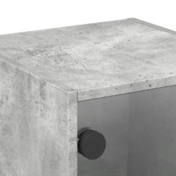 Nattbord med glassdører 2 stk betonggrå 35x37x35 cm