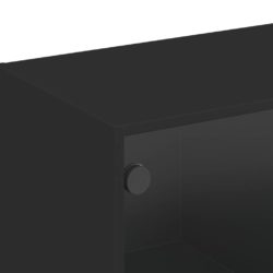 Sideskap med glassdører svart 102x37x35 cm