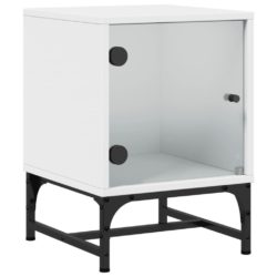 Nattbord med glassdører hvit 35x37x50 cm