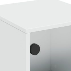 Nattbord med glassdører hvit 35x37x50 cm