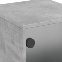 Nattbord med glassdører 2 stk betonggrå 35x37x50 cm